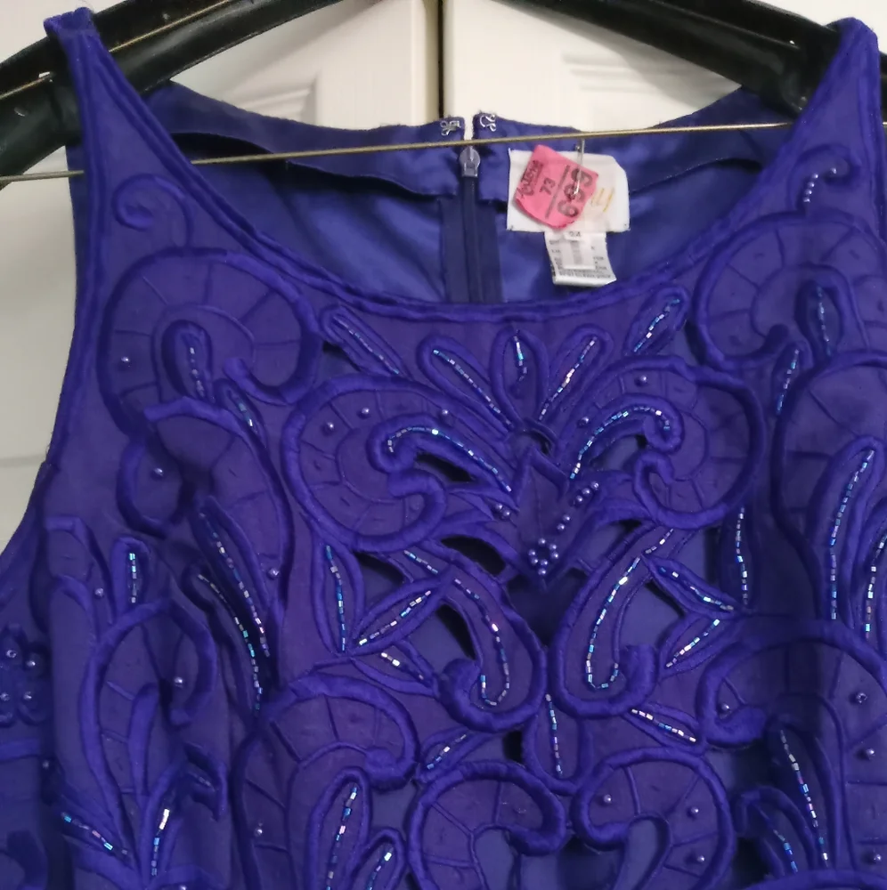 Beaded purple silk gown - Picture 2 of 3